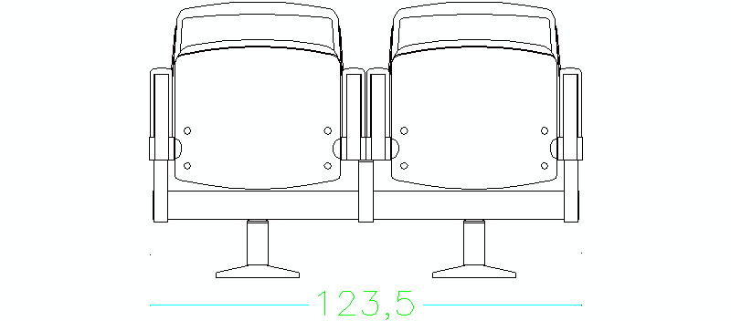 Pair Of Two Cinema Seats In Front Elevation, Type 2